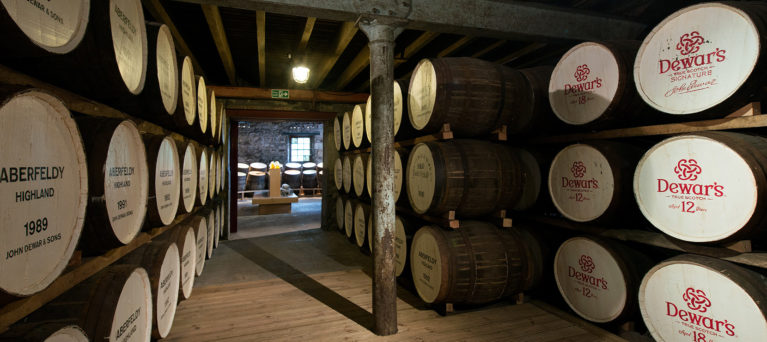 The warehouse at Dewars Aberfeldy Distillery - whisky distillery in Perthshire